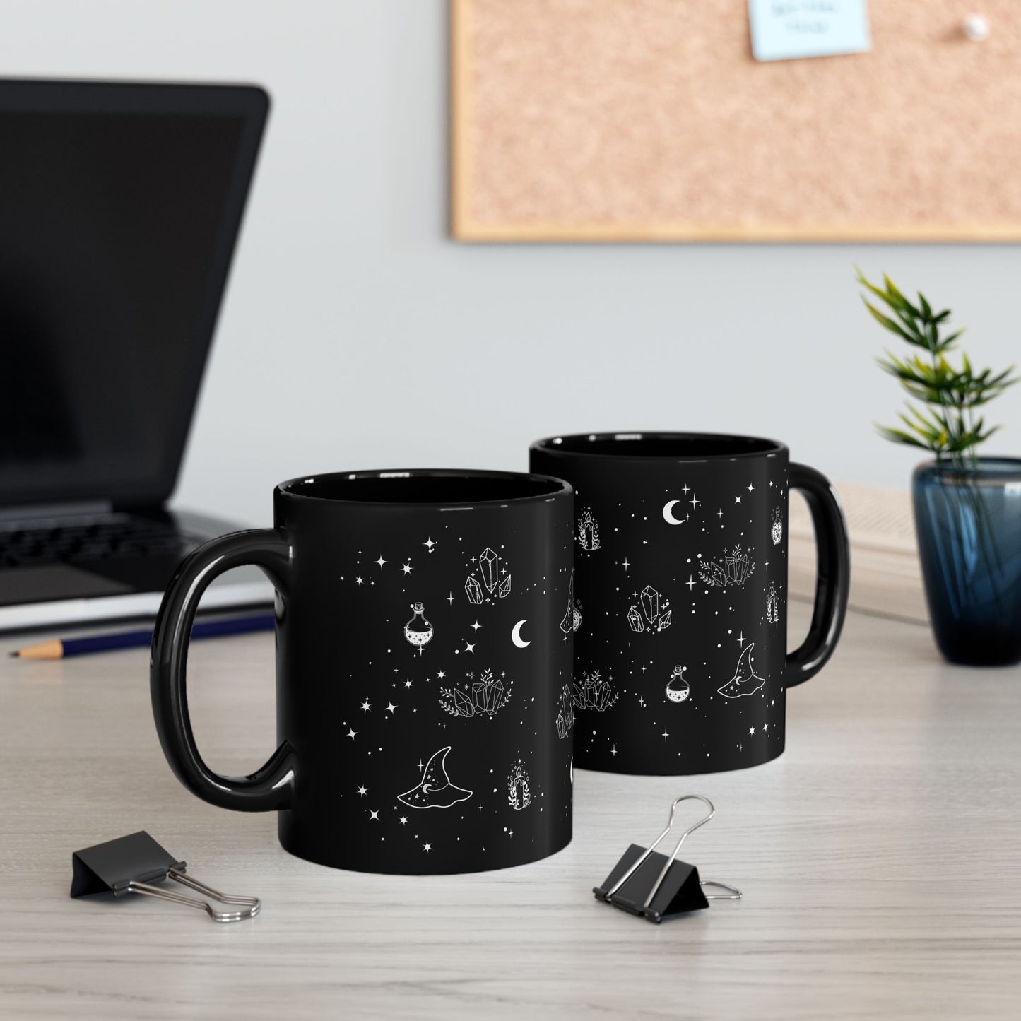 Celestial Witch Coffee/Tea Mug – Black Ceramic, 11oz & 15oz