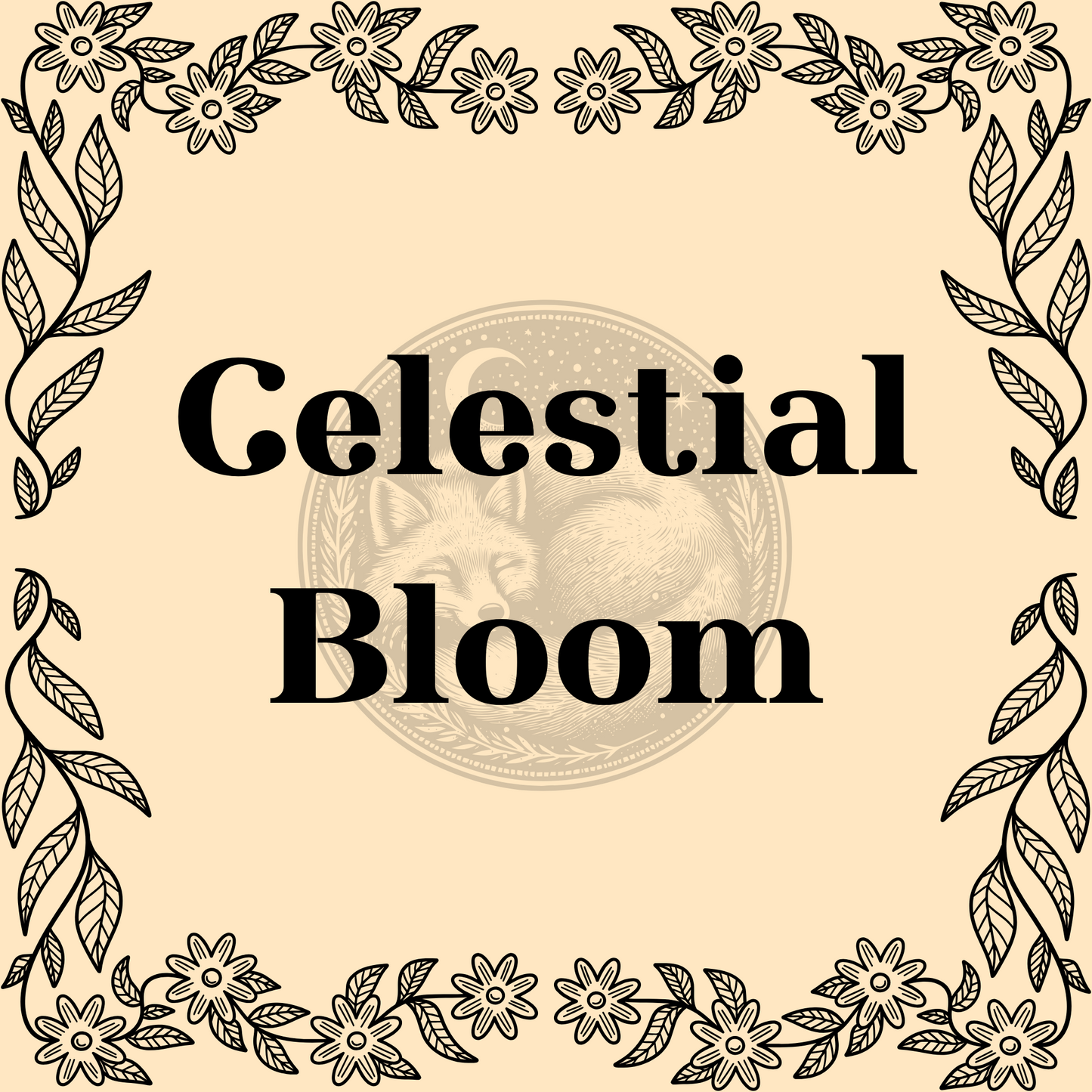Celestial Bloom herbal tea blend in 1oz package with raspberry leaf, chaste berry, nettle, linden, lemon, rose petals, and stevia
