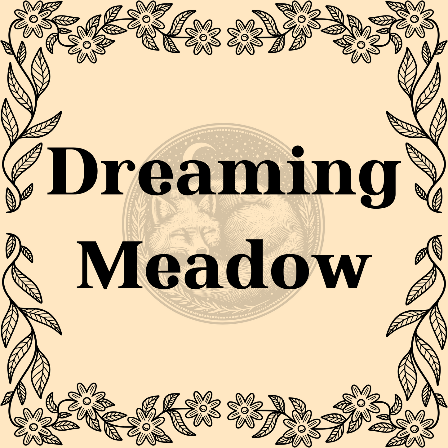 Dreaming Meadow herbal tea blend in 1oz package with chamomile, passionflower, lemon balm, oatstraw, linden, calendula, fennel, and nutmeg