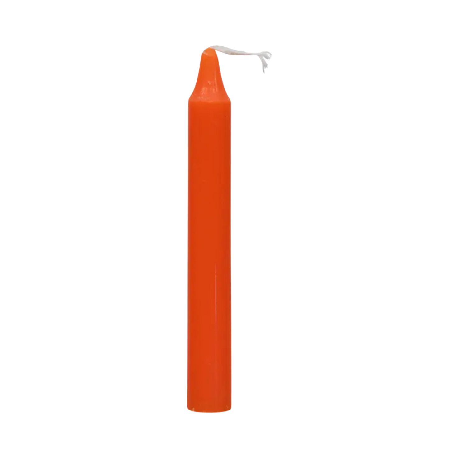 Orange chime candle, ~4 inches tall, used for creativity, attraction, success, and joy in rituals