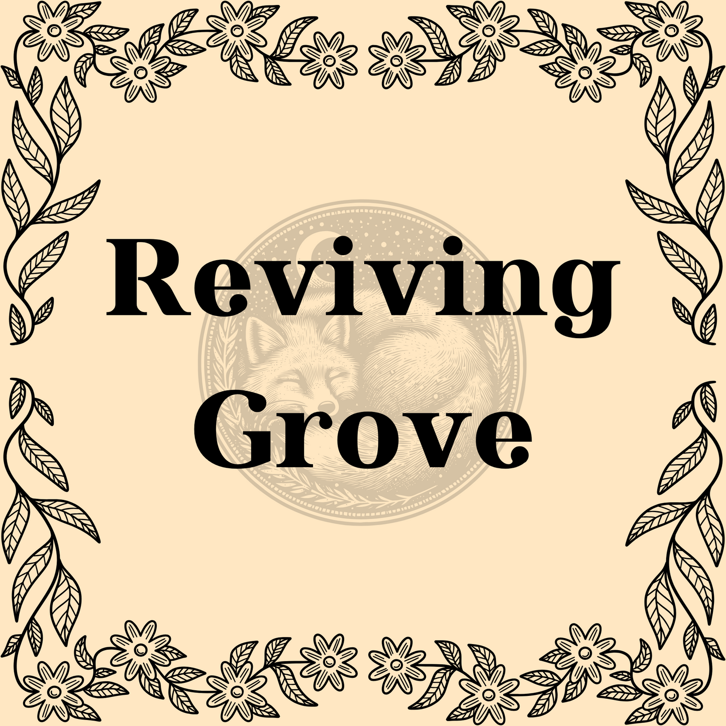 Reviving Grove herbal tea blend in 1oz package with burdock, dandelion, marshmallow, ginger, licorice, peppermint, calendula, red clover, nettle, and alfalfa