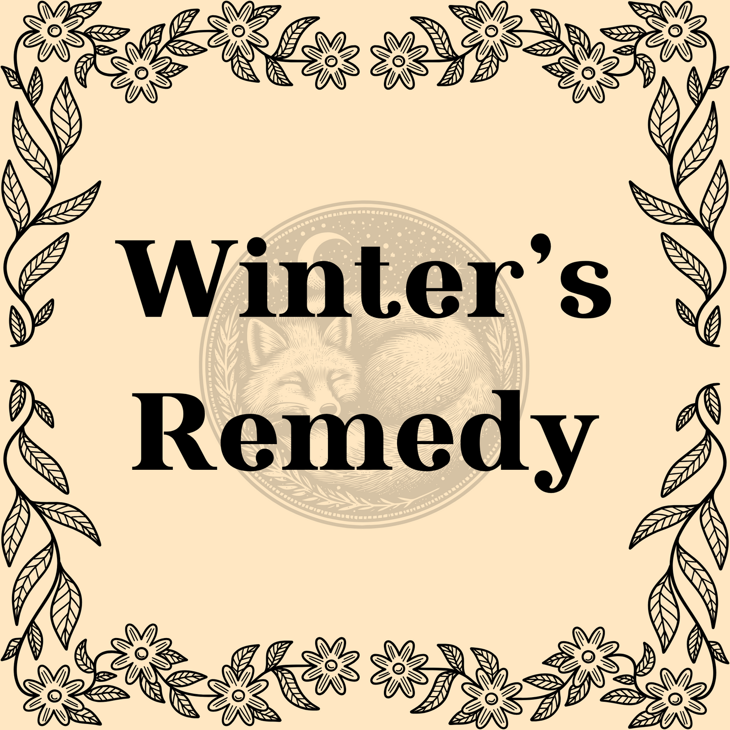Winter’s Remedy herbal tea blend in 1oz package with peppermint, yarrow, elderflower, rose hips, ginger, anise, calendula, and thyme