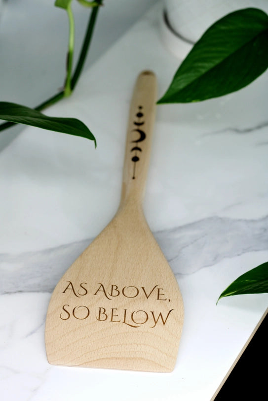 As Above So Below Wooden Spatula – 12" Beech Wood