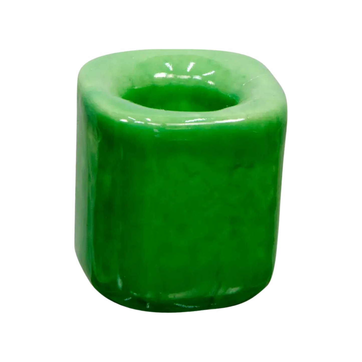 Light green ceramic chime candle holder holding a 4-inch chime candle, elegant and functional design for ritual or decorative use