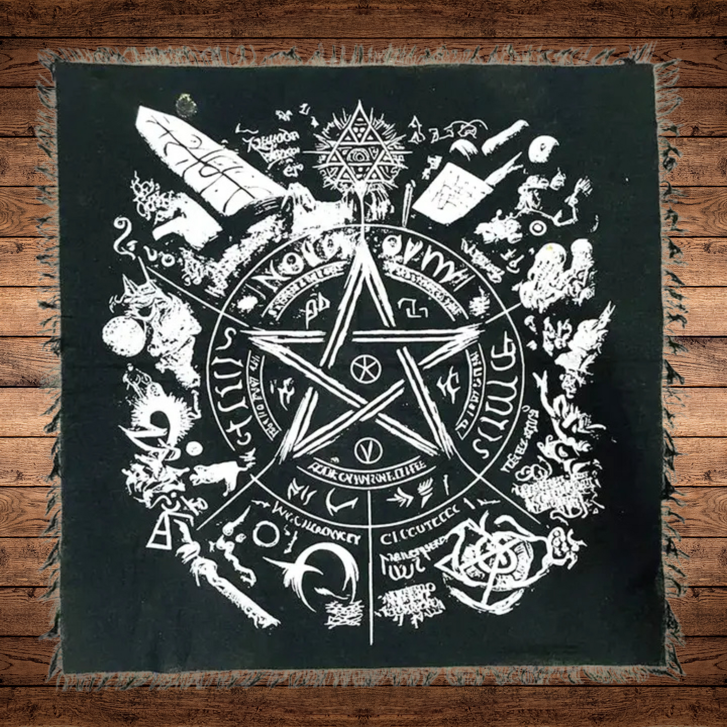Pentagram altar cloth in cotton square, 18x18 or 24x24 inches, used for rituals, meditation, and tarot