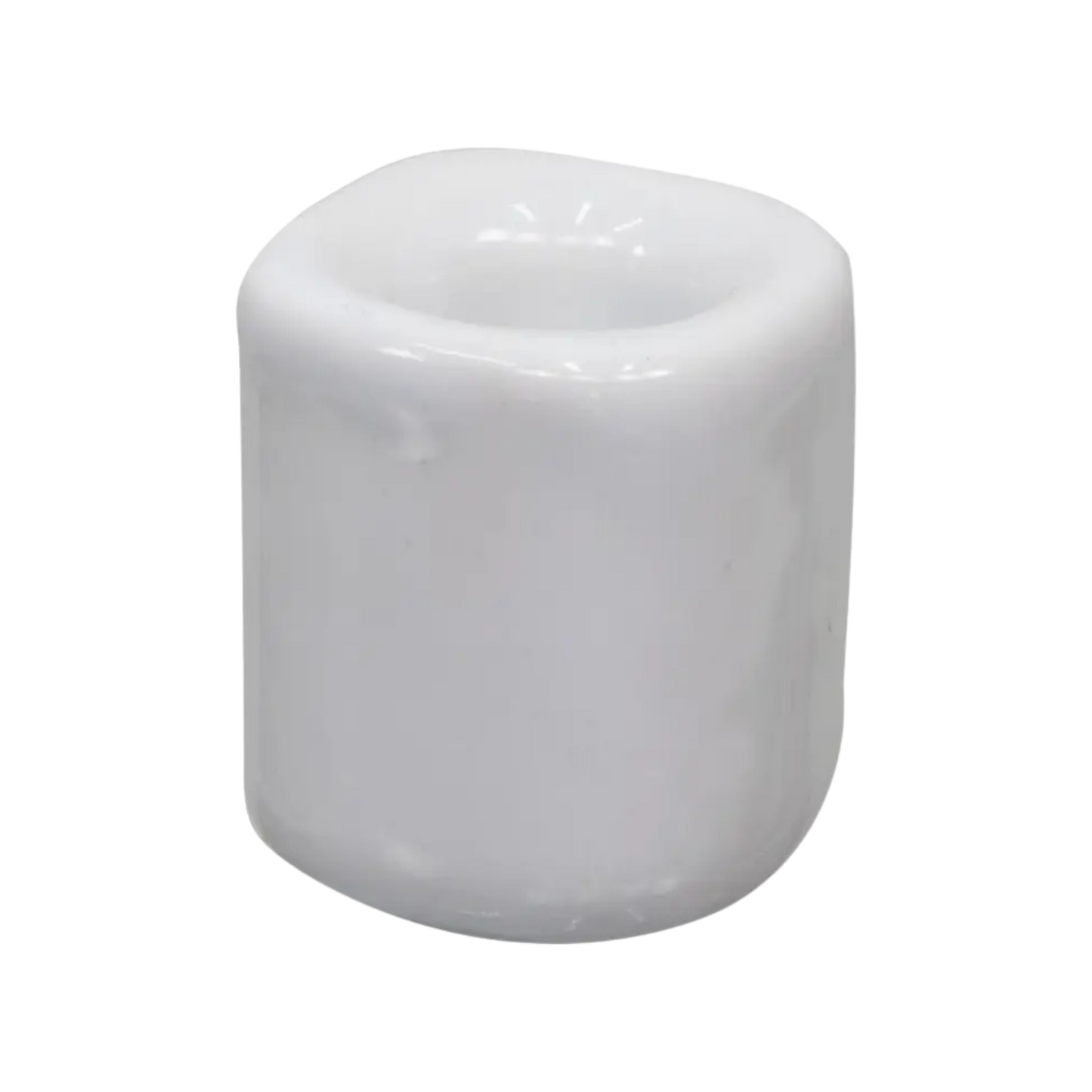 White ceramic chime candle holder holding a 4-inch chime candle, elegant and functional design for ritual or decorative use
