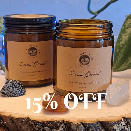 Sacred Ground Beeswax Candle – 8 oz Hand-Poured Grounding Scent