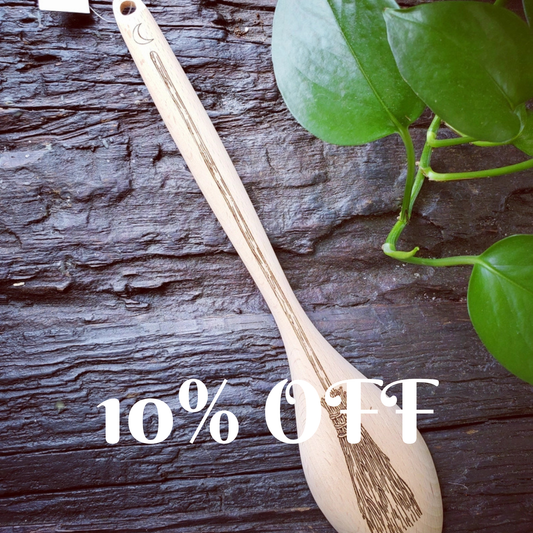 Kitchen Witch Broom Spoon – 12" Beech Wood