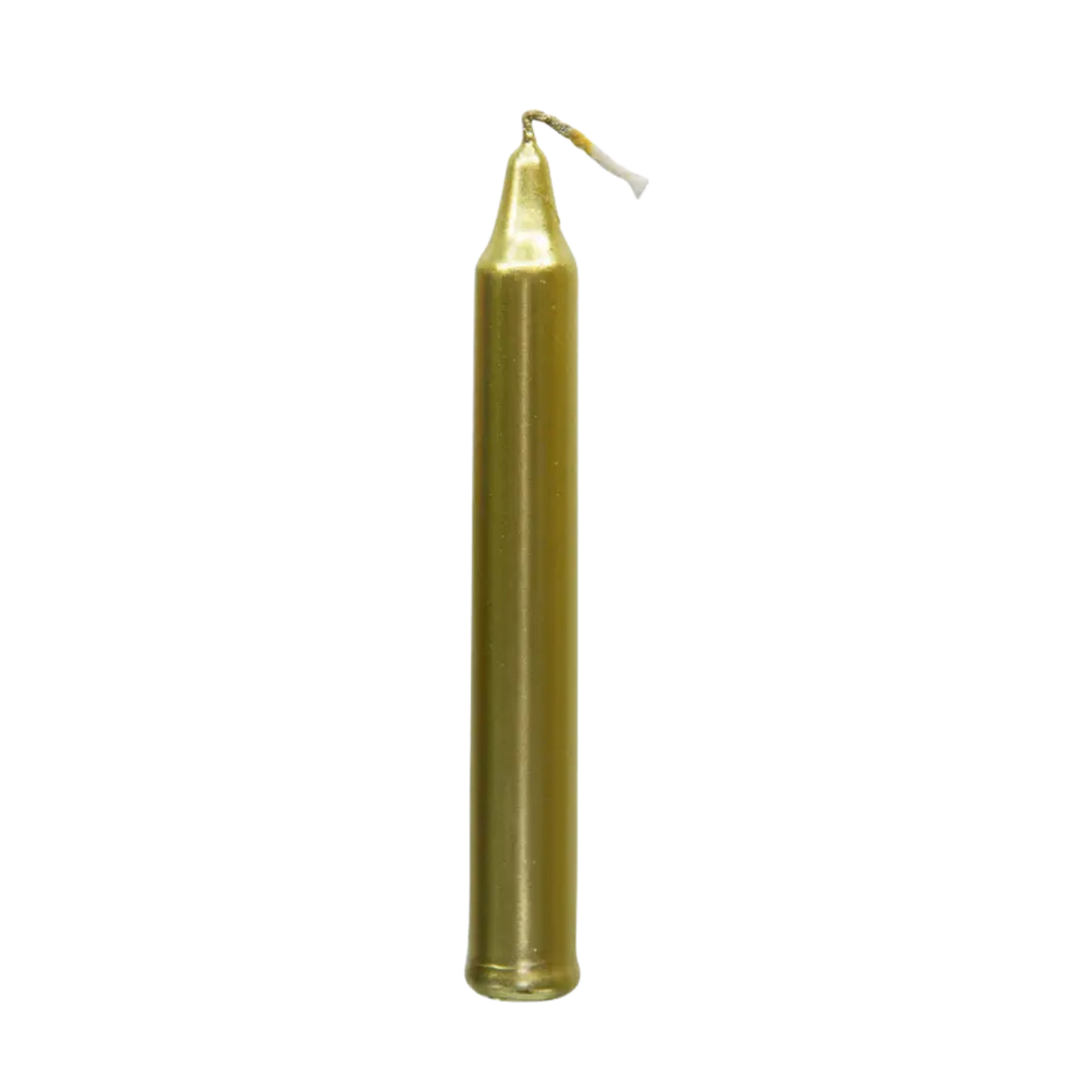 Gold chime candle, ~4 inches tall, used for success, wealth, manifestation, and divine energy in rituals