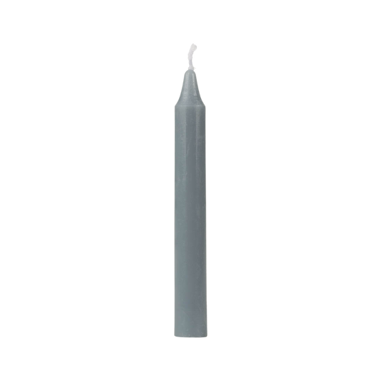 Grey chime candle, ~4 inches tall, used for balance, protection, neutrality, and grounding in rituals
