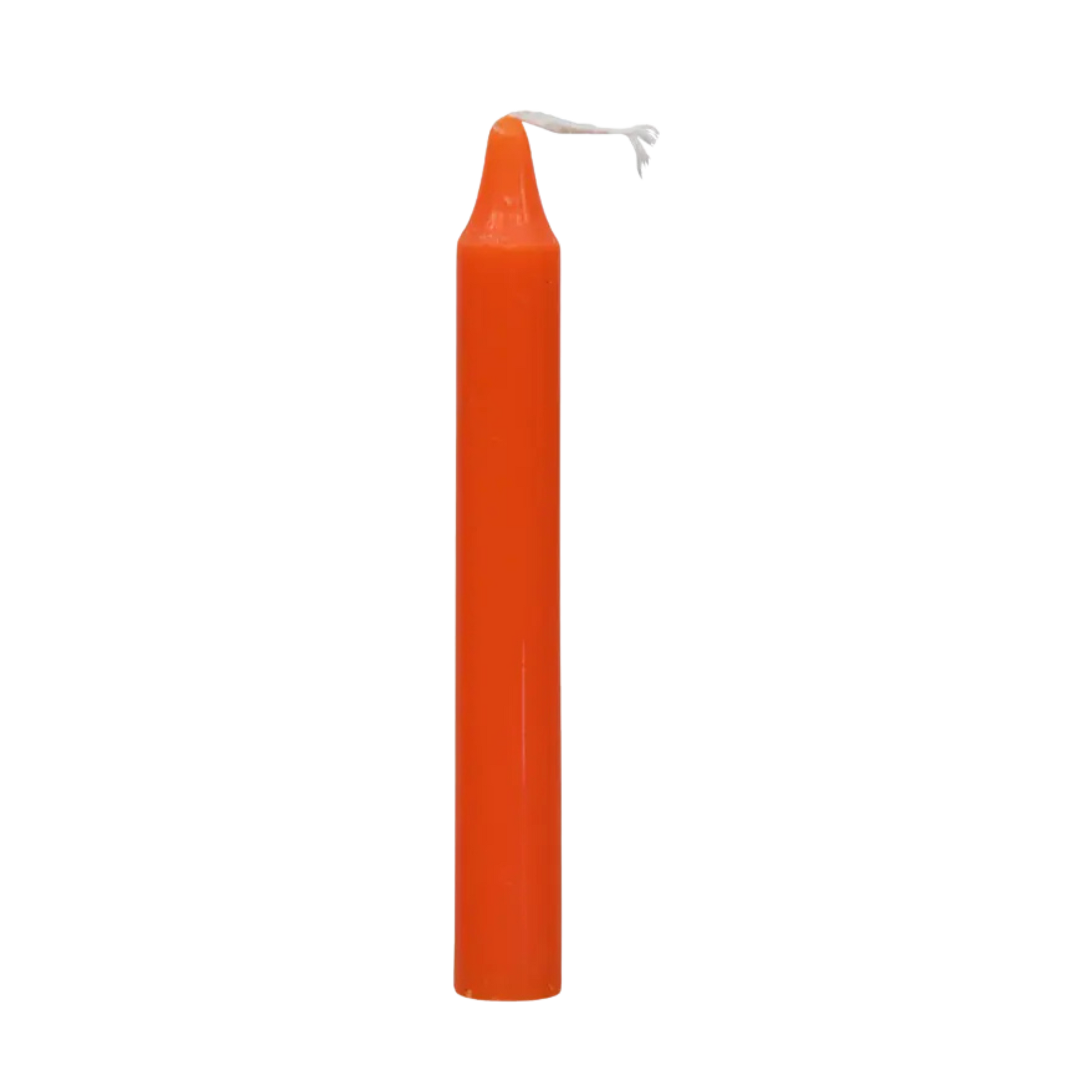 Orange chime candle, ~4 inches tall, used for creativity, attraction, success, and joy in rituals