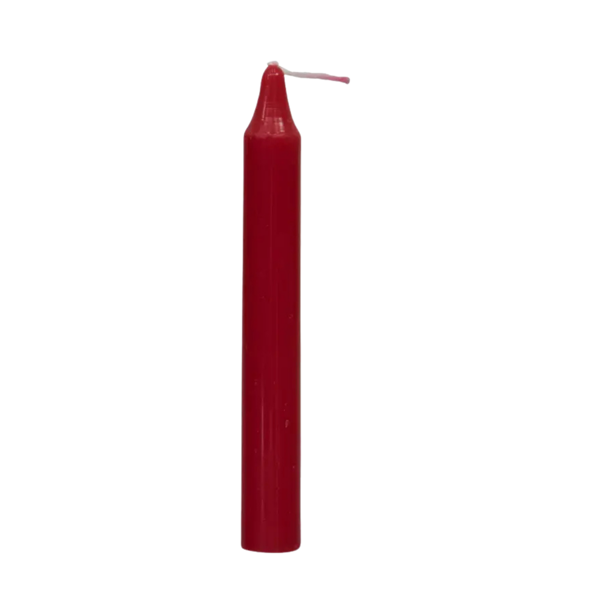 Red chime candle, ~4 inches tall, used for passion, strength, courage, love, and protection in rituals