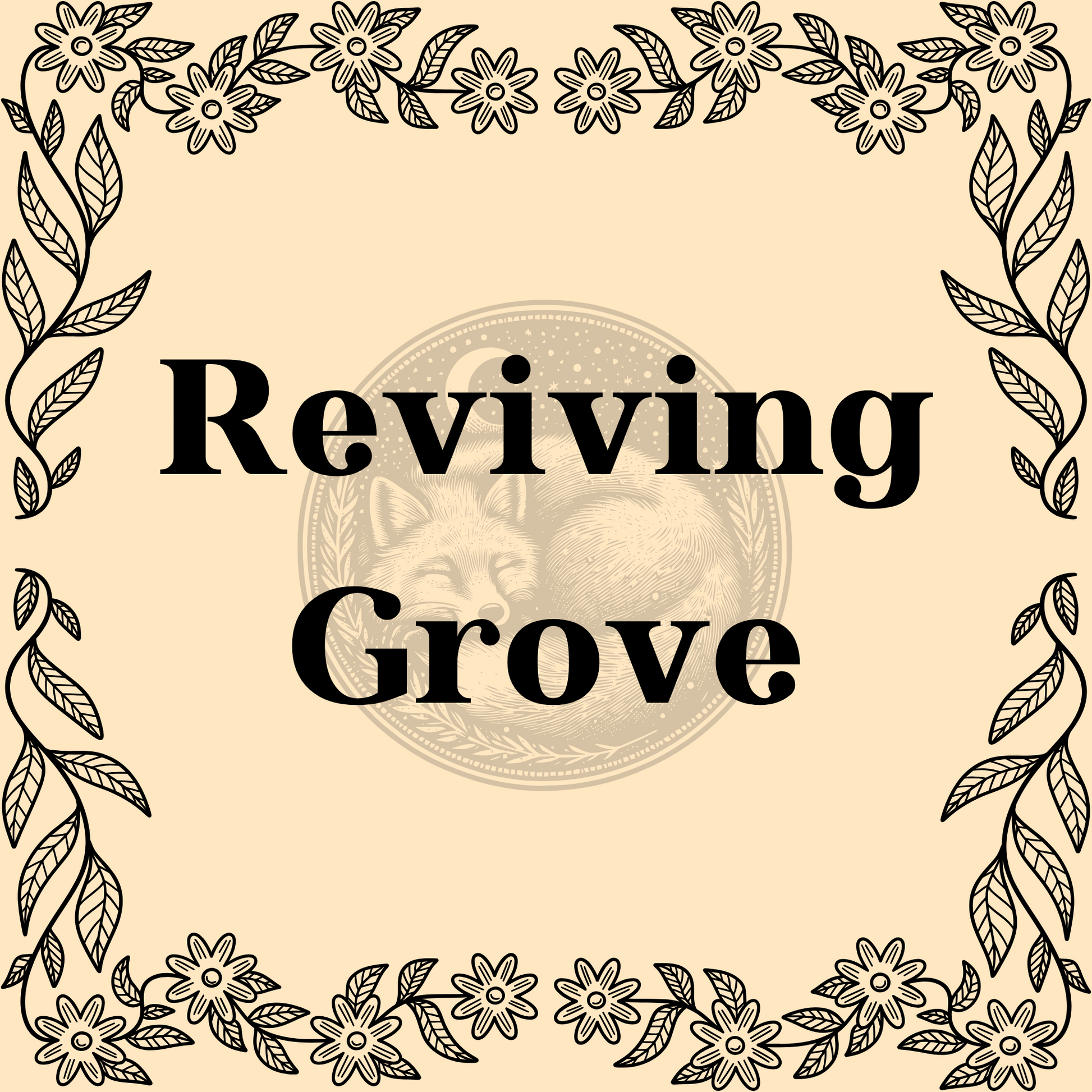Reviving Grove herbal tea blend in 1oz package with burdock, dandelion, marshmallow, ginger, licorice, peppermint, calendula, red clover, nettle, and alfalfa