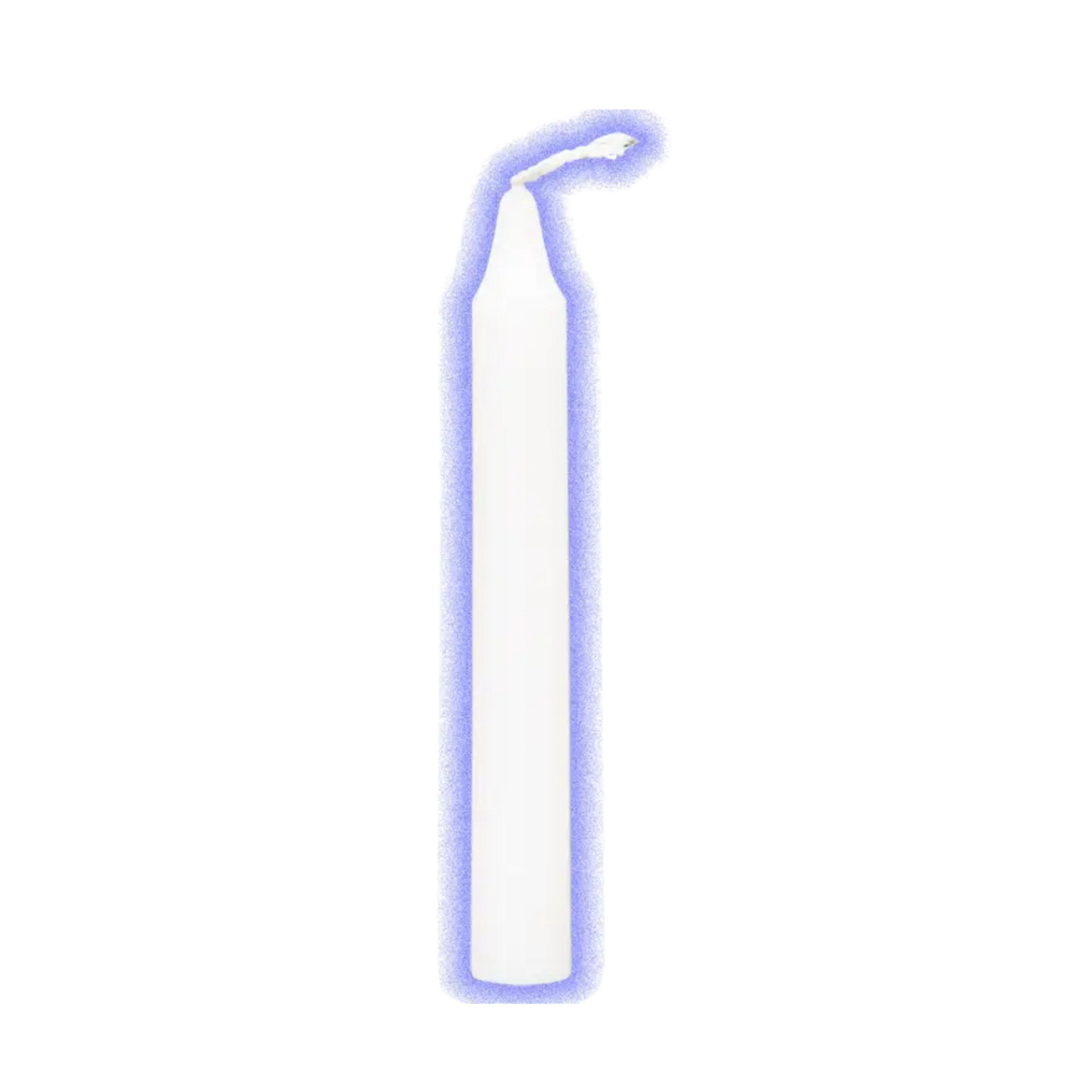 White chime candle, ~4 inches tall, used for purification, clarity, spiritual connection, and protection in rituals