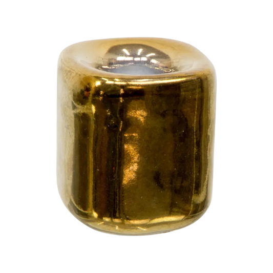 Gold ceramic chime candle holder holding a 4-inch chime candle, elegant design for ritual or decorative use