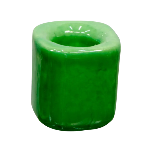 Light green ceramic chime candle holder holding a 4-inch chime candle, elegant and functional design for ritual or decorative use