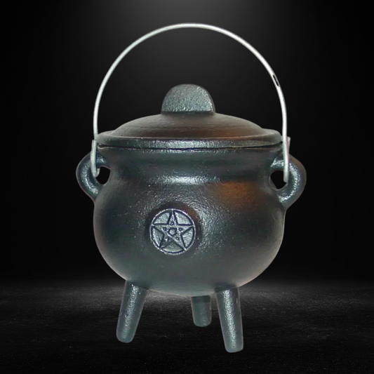 Cast Iron Mini Cauldron with Pentacle Design 3inch