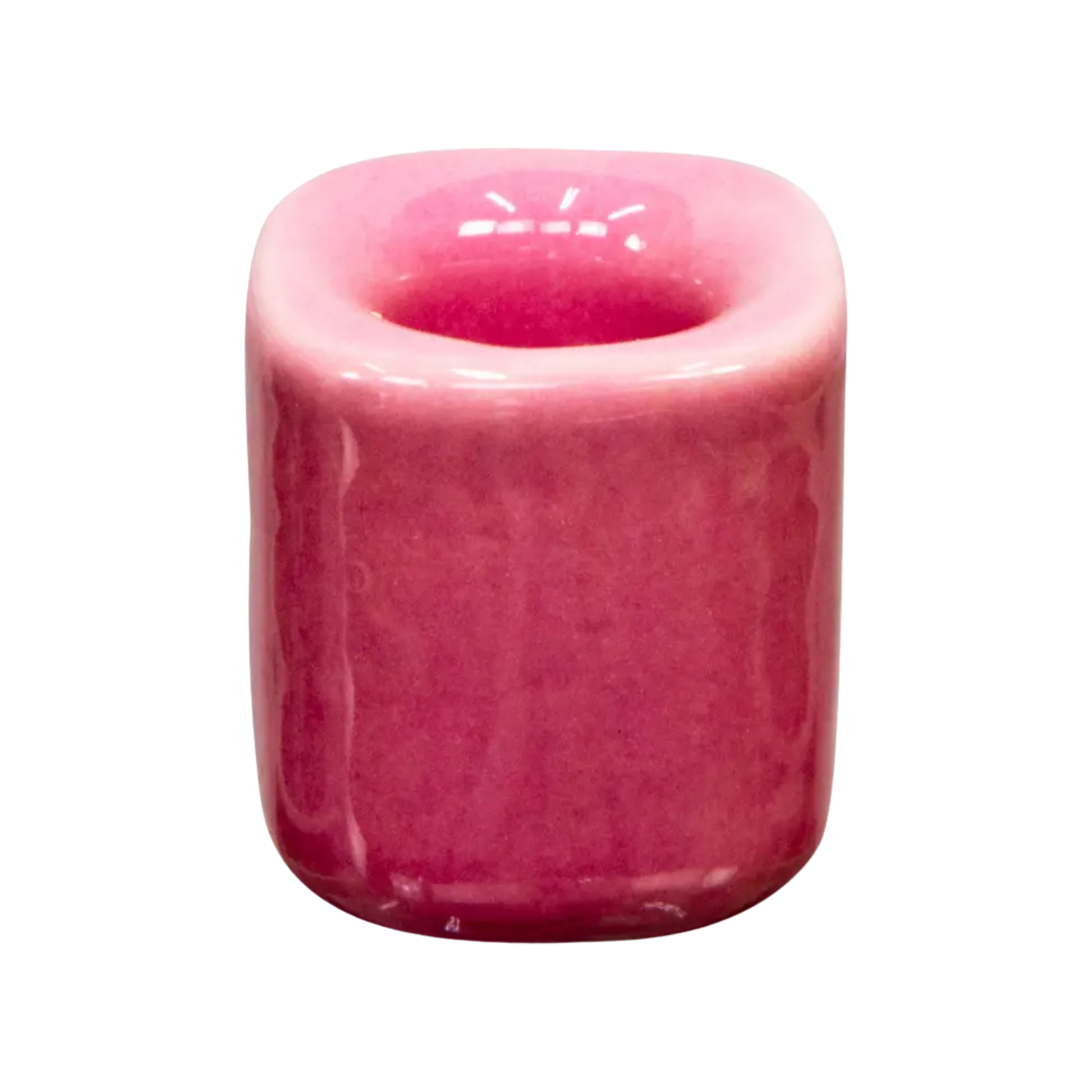Pink ceramic chime candle holder holding a 4-inch chime candle, elegant and functional design for ritual or decorative use