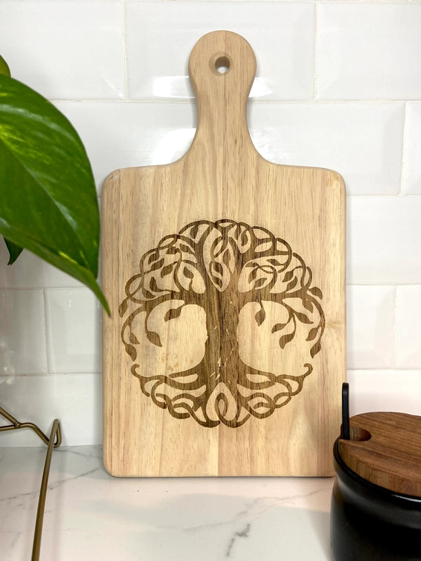 13-inch engraved Tree of Life cutting board for charcuterie, serving, or kitchen use